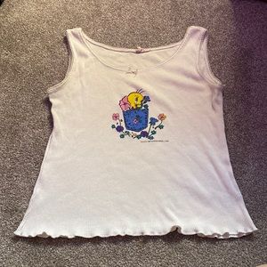 cute white tank top with tweety bird